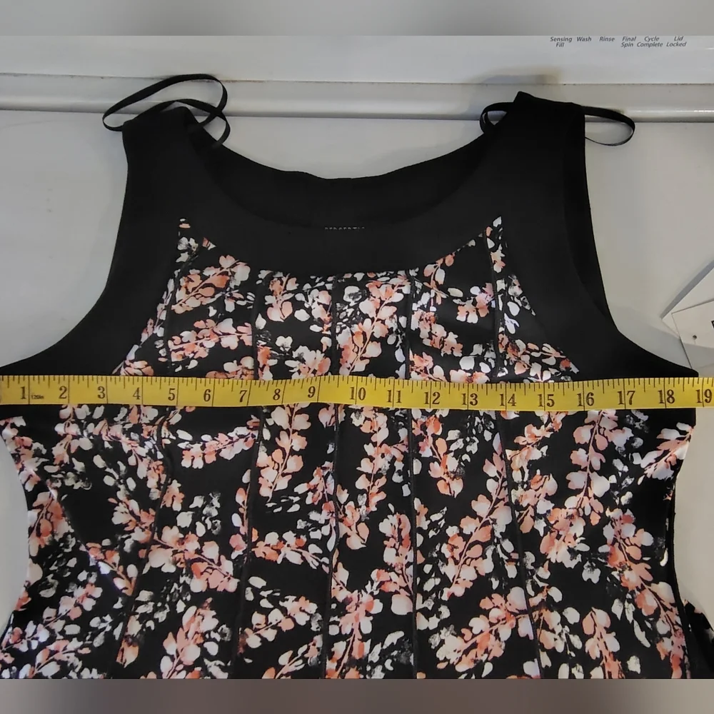 Perceptions Black and Coral Floral Sleeveless Midi Dress. NEW - Picture 6 of 11